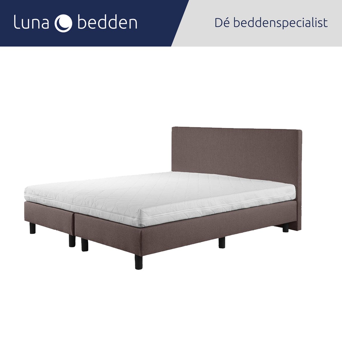 Luna Bedden - Boxspring Stella - 160x210 Compleet Bruin Glad Bed