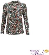 Sensia Mode Poloshirt - Poppy - Print - Petrol- maat 46