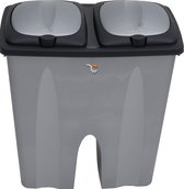 Dubbele vuilnisbak 2 x 25L recycling - afvalbak met 2 deksel - Maat XL- Zwart- 30 x 49 x 53 cm