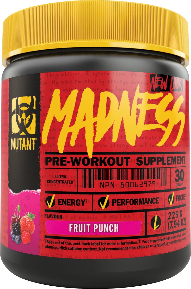 Goedkoopste Mutant Madness Pre workout - 30 servings - Fruit Punch