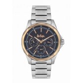 Lee Cooper LC06766.590 - Horloge - Analoog - Mannen - Heren - stalen band - Zilverkleurig - Rosékleurig - Blauw