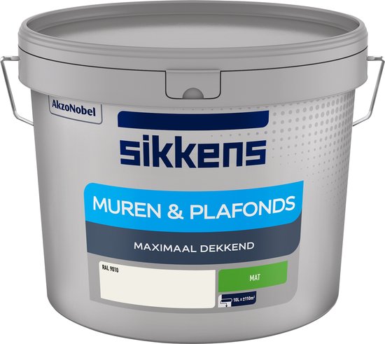 Sikkens Muren & Plafonds Muurverf - Mat - RAL 9010 / gebroken wit - 10 liter