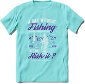 A Day Without Fishing - Vissen T-Shirt | Paars | Grappig Verjaardag Vis Hobby Cadeau Shirt | Dames - Heren - Unisex | Tshirt Hengelsport Kleding Kado - Licht Blauw - S