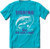 Fishing Has No Age Limit - Vissen T-Shirt | Paars | Grappig Verjaardag Vis Hobby Cadeau Shirt | Dames - Heren - Unisex | Tshirt Hengelsport Kleding Kado - Blauw - S