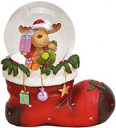 Sneeuwbol vorm laars kerstman met rendier cadeautjes 10 x 11 x 7 cm | 10027884-2 | Winter & Kerstdecoratie | G.Wurm