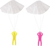 Parachute lanceerder | Parachutespringer | 5 Cm | 2 stuks | Roze en Geel