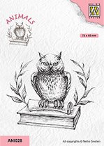 ANI028 Nellie Snellen Animal clearstamp Owl on book - stempel uil op een boek - uiltje