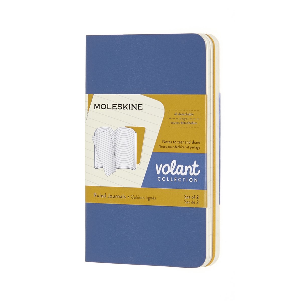 Moleskine Volant Journals - Extra Small - Gelinieerd - Blauw/Geel