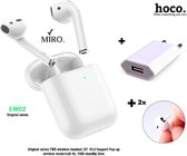 Hoco EW02 Plus Draadloze Oordopjes Bluetooth 5.0 Met Oplaadcase Geschikt Voor& Android Smartphones Wit + Adapter