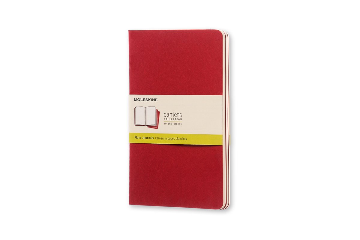 Moleskine Cahier Journals - Large - Blanco - Rood - set van 3