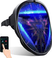 Megoo Led masker met bluetooth programmeerbaar,voor kostuums cosplay party maskerade oplichten masker voor volwassen, 2022 coolste masker (Batterij)