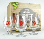 Duvel Bierglas - 33cl  - Bierpakket met 3 bierglazen + geschenkverpakking - Originele glazen van de brouwerij - Biercadeau