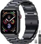 Geschikt voor Apple Watch bandje 38 / 40 / 41 mm - Series 1 2 3 4 5 6 7 SE - Smartwatch iWatch horloge band - 38mm 40mm 41mm - Fungus - RVS metaal - Zwart - Schakel