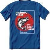 Fishing Club - Vissen T-Shirt | Grappig Verjaardag Vis Hobby Cadeau Shirt | Dames - Heren - Unisex | Tshirt Hengelsport Kleding Kado - Donker Blauw - S