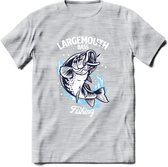 Fishing - Vissen T-Shirt | Grappig Verjaardag Vis Hobby Cadeau Shirt | Dames - Heren - Unisex | Tshirt Hengelsport Kleding Kado - Licht Grijs - Gemaleerd - XL