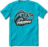 Fishing - Vissen T-Shirt | Grappig Verjaardag Vis Hobby Cadeau Shirt | Dames - Heren - Unisex | Tshirt Hengelsport Kleding Kado - Blauw - XXL