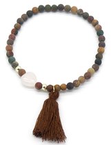 Armband Dames - Kralen - Elastisch Bandje - Picassosteen Bruin