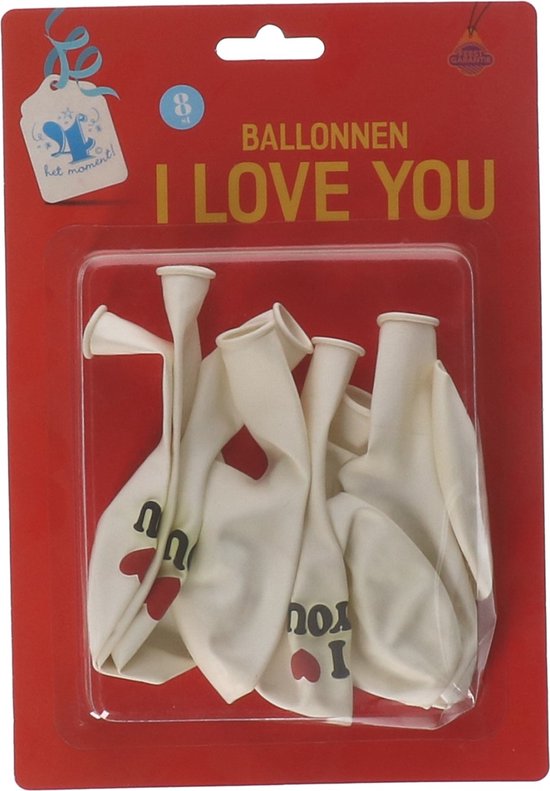 Hart ballonnen hartjes met tekst "I Love You" - Wit / Rood / Zwart - Latex - Ca 25 cm - 8 stuks - Ballon - Valentijnsdag - Valentijn - Love - Love is in the air - Liefde
