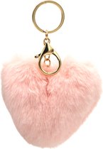 Dielay - Sleutelhanger Fluffy Hart - 9 cm - Roze