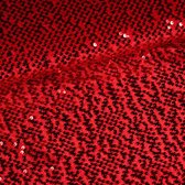 Velvet stof stretch rood met pailletten 2 meter