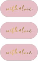 Cadeaustickers -  100 Stuks | Roze | With Love |  Goudfolie | 8 x 3 CM | Cadeauversiering | Cadeau decoratie | Inpakspullen | Deco Sticker |  Sluitsticker |  Etiketten