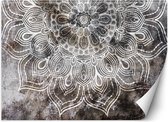 Trend24 - Behang - Gray Mandala - Vliesbehang - Fotobehang 3D - Behang Woonkamer - 300x210 cm - Incl. behanglijm