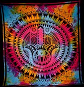 Grandfoulard 408 - Hamsa Hand - Hand van Fatima - Regenboog kleuren - Wandkleed - Bedsprei - Strandlaken