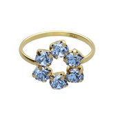 Cadeau voor haar - Victoria Cruz A4097-09DA Zilveren Ring - Dames - Saffier - Blauw - 14,4 mm Doorsnee - Maat 54 - Zilver - Gold Plated (Verguld/Goud op Zilver)