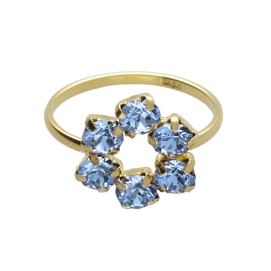 Ring Victoria Cruz Goud Argent - Femme - Saphir - Blauw - Diamètre 14,4 mm - Taille 54 - Argent - Plaqué Or