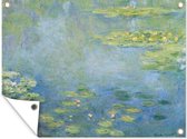 Tuinschilderij Water Lilies - Schilderij van Claude Monet - 80x60 cm - Tuinposter - Tuindoek - Buitenposter
