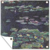 Tuin poster Witte en gele waterlelies - Schilderij van Claude Monet - 200x200 cm - Tuindoek - Buitenposter