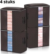 Hoobi® 4x Opbergtas en Organizer voor Dekbed en Kleding - Kleding Opbergsysteem - Dekbed Opberger - bruin