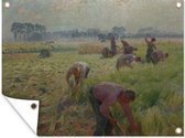 Affiche de jardin La récolte du lin - Peinture d'Emile Claus - 120x90 cm