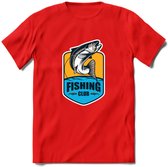 Fishing - Vissen T-Shirt | Grappig Verjaardag Vis Hobby Cadeau Shirt | Dames - Heren - Unisex | Tshirt Hengelsport Kleding Kado - Rood - M