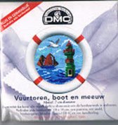 Dmc Borduurpakket (SeaLife ) Voorbedrukt Aida  Nr T866K/6  Vuurtoren,boot en Meeuw