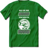 Als Ze Me Missen Dan Ben Ik Vissen T-Shirt | Grijs | Grappig Verjaardag Vis Hobby Cadeau Shirt | Dames - Heren - Unisex | Tshirt Hengelsport Kleding Kado - Donker Groen - XXL