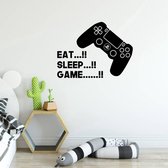 Muursticker Eat, Sleep Game | 120 x 89 cm | Zwart | Stickertoko.nl