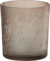 J-Line Theelichthouder Gras Glas Beige Small Set van 12 stuks