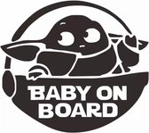 Baby yoda on board auto stickers - Laptop sticker - Auto accessories - Sticker volwassenen - 15 x 13 cm - Zwart - 122