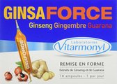 GinsaForce Ginseng Gingembre Guarana Remise en Forme - Vitarmonyl - 10 ampoules (100 ml)