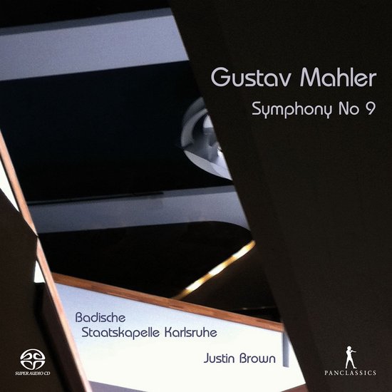 Abstracte CD-hoes met tekst: Gustav Mahler, Symfonie Nr. 9, Badische Staatskapelle Karlsruhe, Justin Brown, PANCLASSICS.