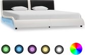 vidaXL Bedframe met LED kunstleer wit en zwart 160x200 cm