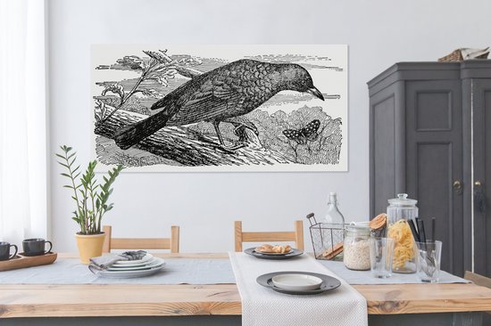 Tableau Tableau Merle - Illustration - Branche - 160x80 cm - Décoration murale