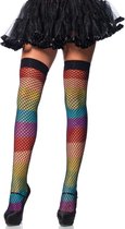 Rainbow thigh highs w. fishnet