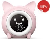 Slaaptrainer - Wake-up light - Digitale wekker met slaaptimers - Nachtlamp met slaapdeuntjes - Kat - Perzik