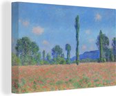 Canvas schilderij 150x100 cm - Wanddecoratie Poppy field in Giverny - schilderij van Claude Monet - Muurdecoratie woonkamer - Slaapkamer decoratie - Kamer accessoires - Schilderijen