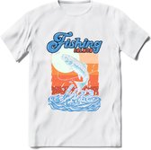 Fishing - Vissen T-Shirt | Grappig Verjaardag Vis Hobby Cadeau Shirt | Dames - Heren - Unisex | Tshirt Hengelsport Kleding Kado - Wit - XXL