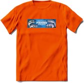 Vissen T-Shirt | Grappig Verjaardag Vis Hobby Cadeau Shirt | Dames - Heren - Unisex | Tshirt Hengelsport Kleding Kado - Oranje - XXL