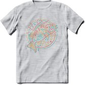 Vissen T-Shirt | Grappig Verjaardag Vis Hobby Cadeau Shirt | Dames - Heren - Unisex | Tshirt Hengelsport Kleding Kado - Licht Grijs - Gemaleerd - M