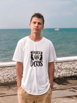 Peace Love Dogs T-Shirt,Leuke Hondeneigenaar Geschenken,Uniek Cadeau Voor Hondenliefhebber,Grappige T-Shirt Voor Mannen En Vrouwen,D001-085W, 3XL, Wit